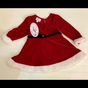 Toddler Girl Dress Size 2T Red Velvet White Trim